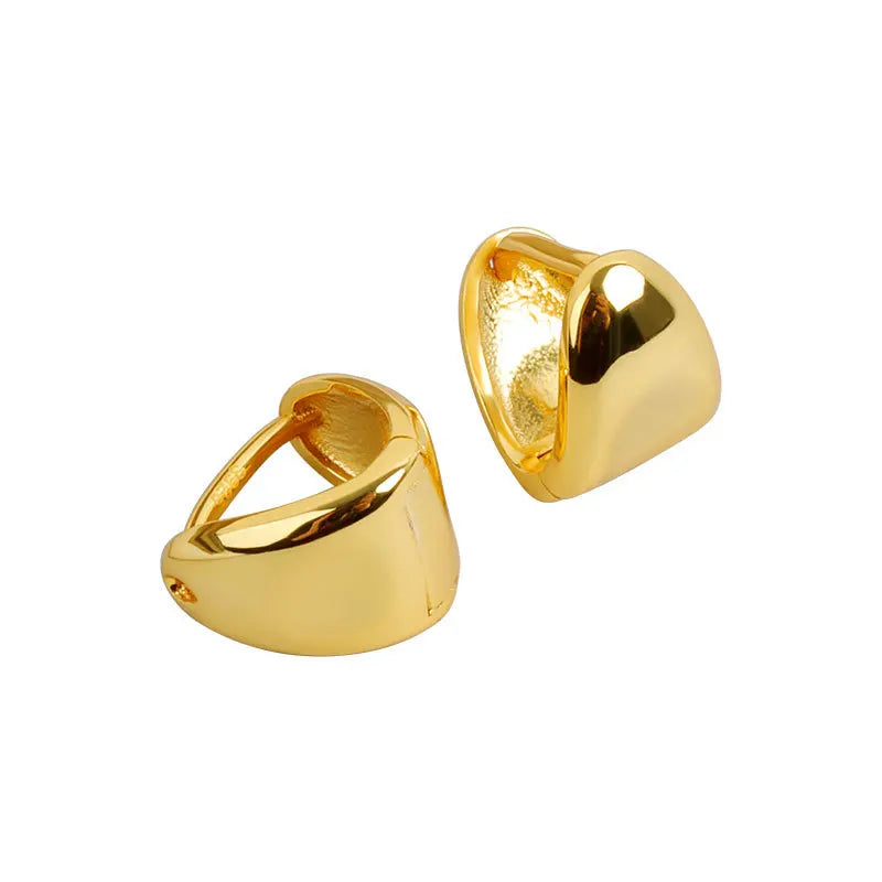 Simple Wide Huggies Gothic Hoop Earrings for Women European Unisex Piercing Rock Jewelry Ear Buckles