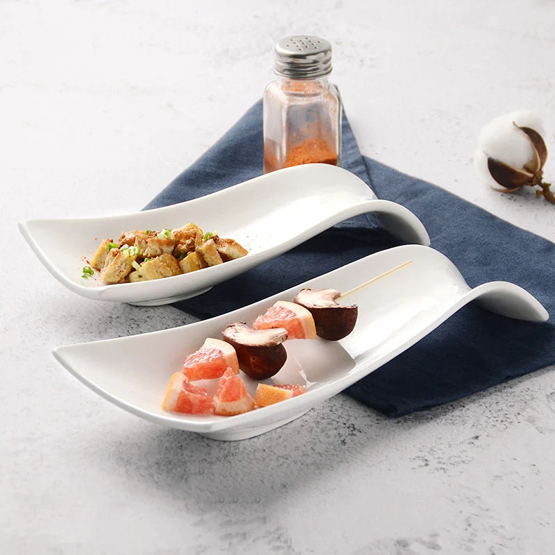 Ceramic Dinner Plate Irregular Cold Dishes Snacks Sushi Pasta Fruit Salad Dim Sum Serving Tray Show Plates Restaurant Tableware