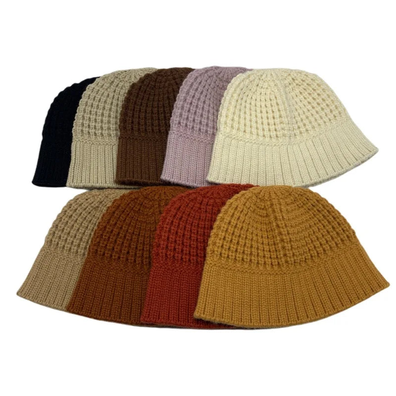 Autumn Winter Girls Fisherman Hat Crochet Warm Wool Knit Bucket Hat