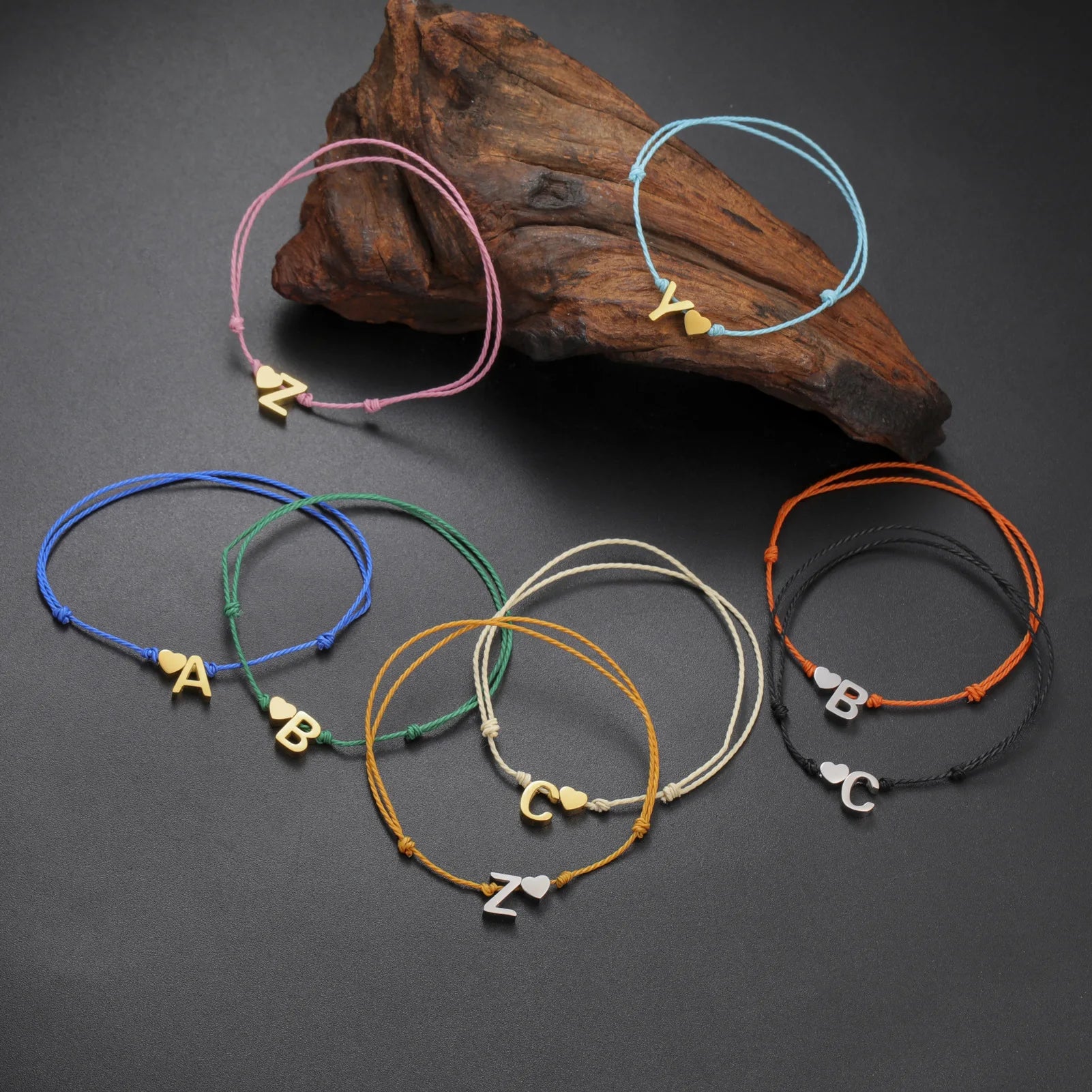 G3803 Wholesale 26 Letters Braided Red Rope Bracelet Simple Fashion Jewelry Heart Alphabet Letter Initial Bracelets Bangles
