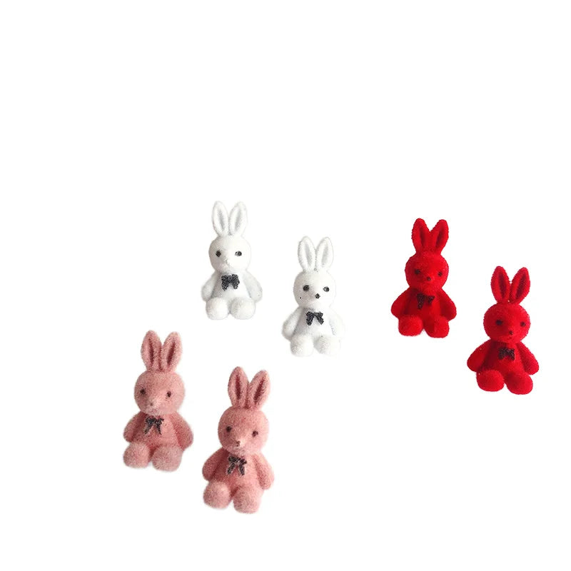 2022 Autumn and Winter Women's New Cute Animal Rabbit Cat Personality Earrings Korean Simple Girl Accessories
