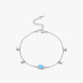 Blue Opal Link Chain Bracelet 925 Sterling Silver Delicate Charm Water Drop Adjustable Charm Bracelet Fine Jewelry