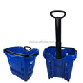 RH-BPR45-6   470*355*470mm  45L  Rolling Baskets Plastic Supermarket Rolling Shopping Basket