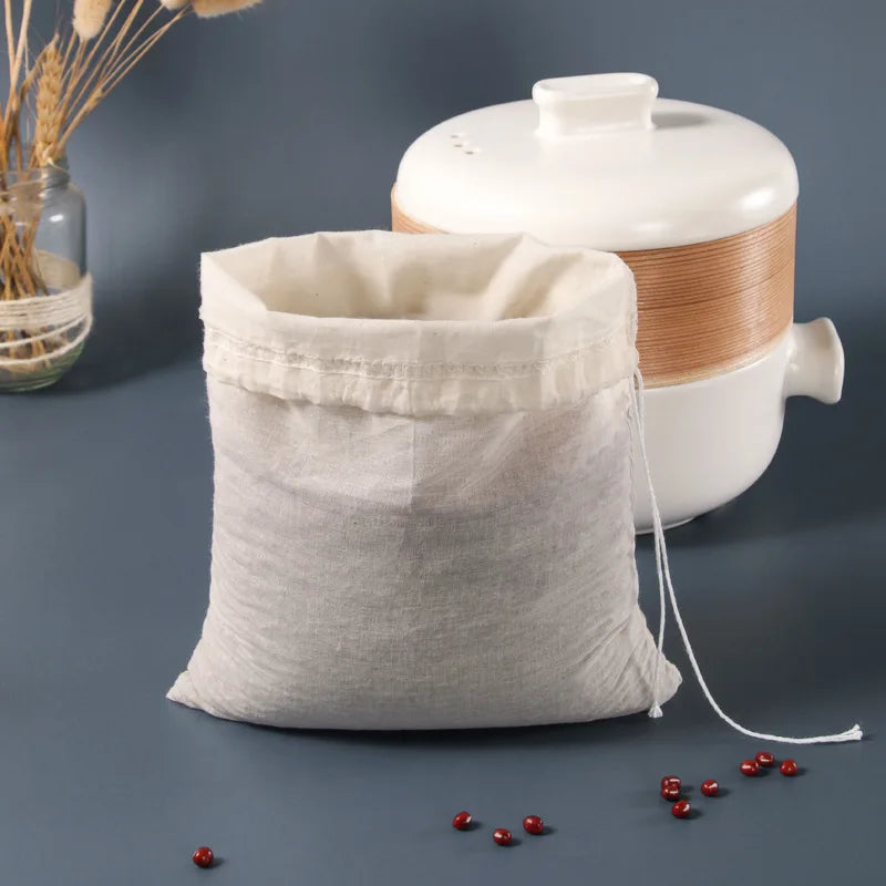 Organic Thin Cotton Muslin Mesh Coffee Tea Filter Bags Drawstring Recyclable Customizable Size for Drip Coffee Food Industry