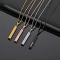 Zhongzhe Jewelry Custom Bar Necklace Engraved Letters Cross Shape DIY Logo Christmas Stainless Steel Black Gun Plated