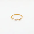 High End 18K Plain Gold Two Zirconia Dainty Rope Rings Stainless Steel Trendy Simple Gold Plated Jewelry MegaBDM
