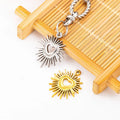 Bohemian Stainless Steel Sunburst Pendant Hollow Heart Sun Ray Spiked Charm Waterproof Non-Tarnish Jewelry Findings Wedding Gift