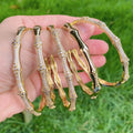 Newest Wholesale  Jewelry Accessories 18K Gold Plated Brass Women  Jewelry Accessories Zircon Bamboo CROSS  Bangles