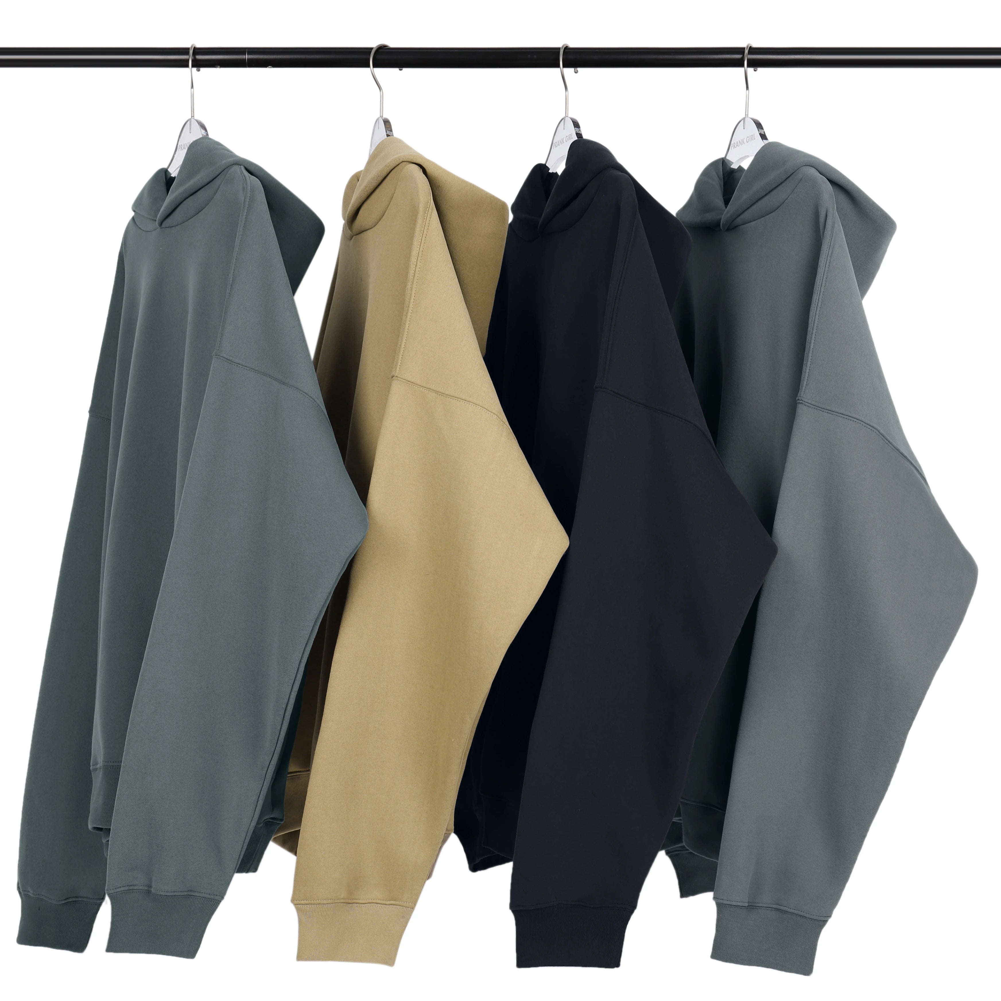 2021 Fashion Heavy Boxy Fleece Winter Hoody Oversized Drop Shoulder Plain Dyed Pullover Hoodie Sweatshirts Wholesale