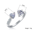 New Gold Plated Heart Shaped Zircon Adjustable Opening Ring Light Luxury Wedding Engagement Anniversary Ring for Women
