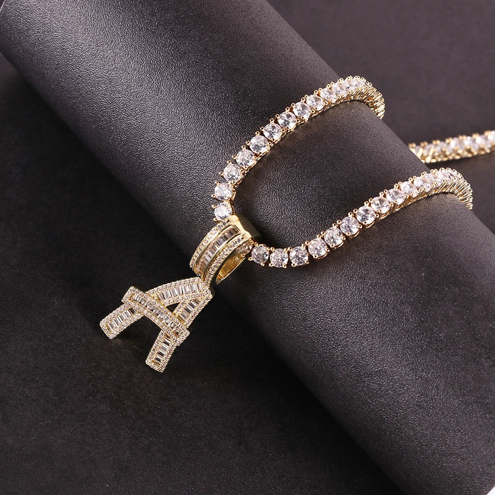 Hip Hop Necklace T Cubic Zirconia 26 English Letter Hip-hop Name Pendant Creative Trendsetter Rap Necklace