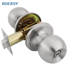 For Modern Stainless Steel Cylindrical Door Lock Knob for Interior Doors with Lock