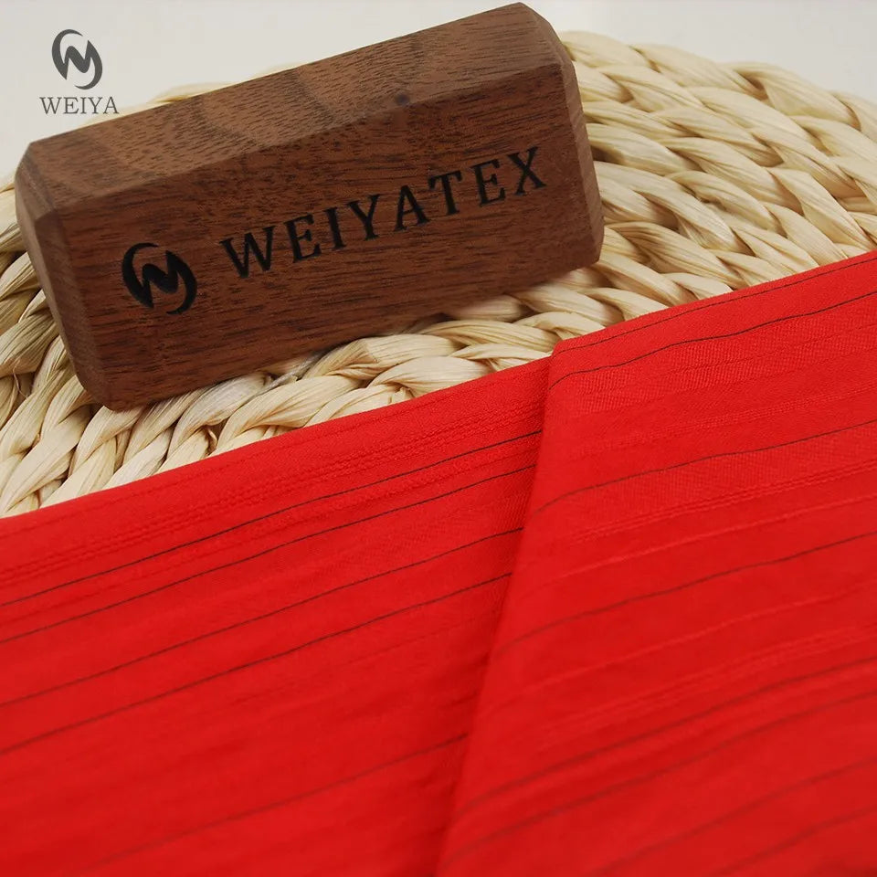Custom Color Reactive Dyeing Red Black Stripe Dobby Light Weight 80% Rayon 18% Nylon 2% Spandex Woven Fabric