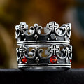 SS8-1140R New Unique Design 316L Stainless Steel Cross Crown Ring Black Red Zircon Christianity Jewelry Gift Party