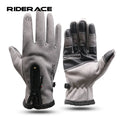 RIDERACE Waterproof Winter Cycling Gloves Bicycle Warm Touchscreen Full Finger Gloves Unisex Outdoor Sports Ski Riding Equipment