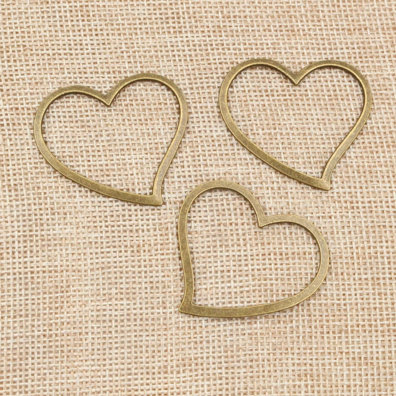 10pcs/lot 39x35mm Antique Bronze Plated Heart Handmade Charms Pendant:DIY Jewelry Findings for Bracelet Necklace