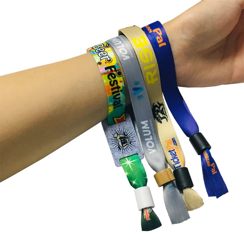 Wholesale Adjustable Party Festival Events Custom Polyester Fabric Bracelets Logo Design Wristbands