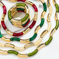 Bohemian Holiday Casual Marble Resin Bamboo Jewelry Bracelet 18k Gold Plated Ccb Creative Acrylic Necklace Jewelry Set for Women