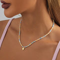 Hot Selling Handmade Necklace Classic Mini Beads Clavicle Necklace Trendy 18K Gold Plated Heart Shape Charm Jewelry for Women