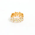 High End 18K Plain Gold Daisy White Enamel Rings Stainless Steel Trendy Simple Gold Plated Jewelry