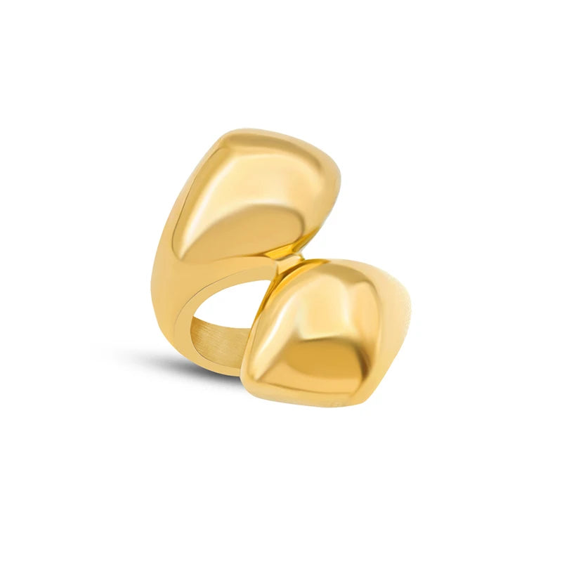 Exaggerated Personality Cast Ring Design Titanium Steel Plated 18 K Gold Ring Jewelry