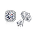 Wholesale square Shape Iced Out Grade D Moissanite Earrings 925 Sterling Silver 0.5ct 1ct Moissanite Stud Earrings for Women