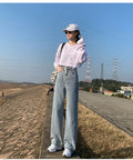 Wide Leg Jeans for Women Bottom Baggy Denim Pants High Waist Full Length Clothing Trousers Vintage StreetwearNew