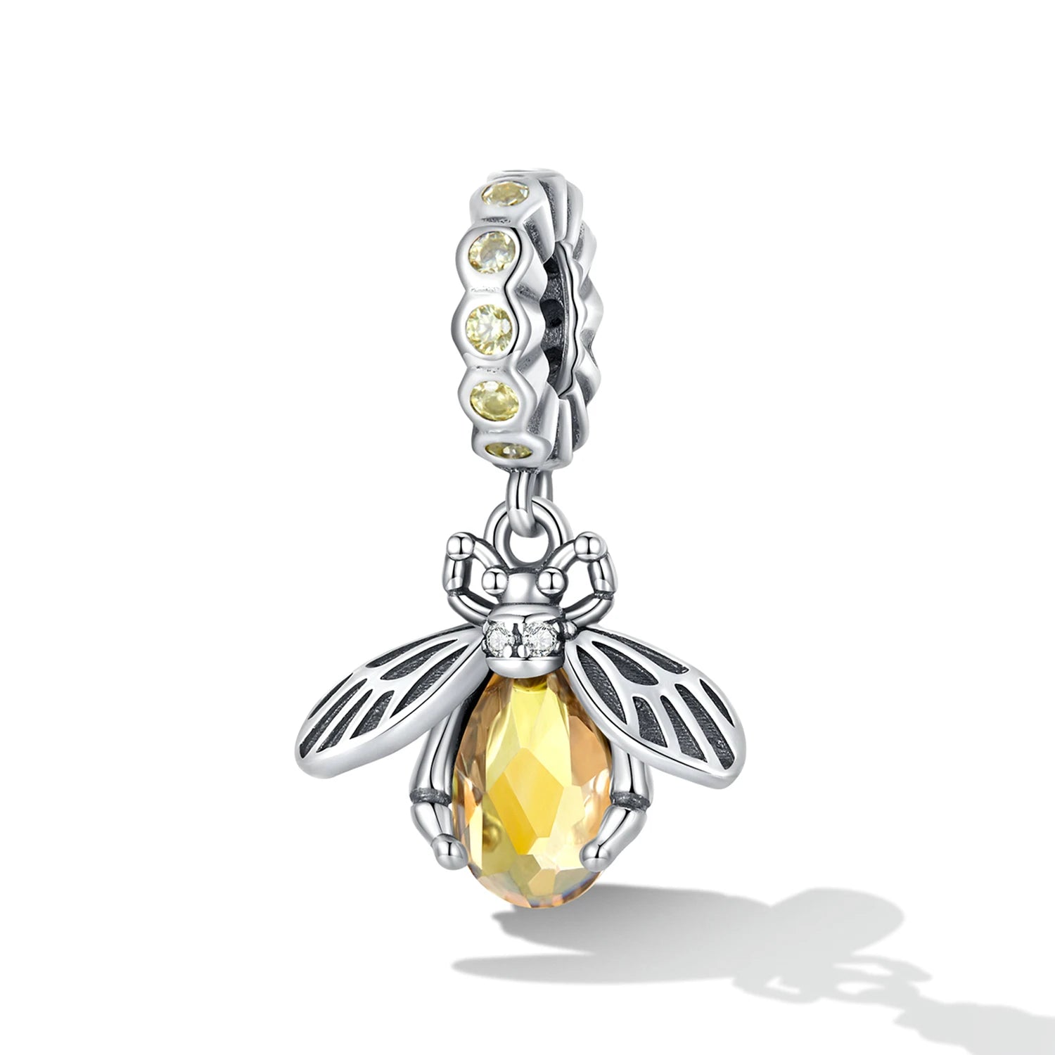 Qings Jewelry Bee Charms Sterling Silver Zircon Pendants & Charms Trendy Necklace Pendant