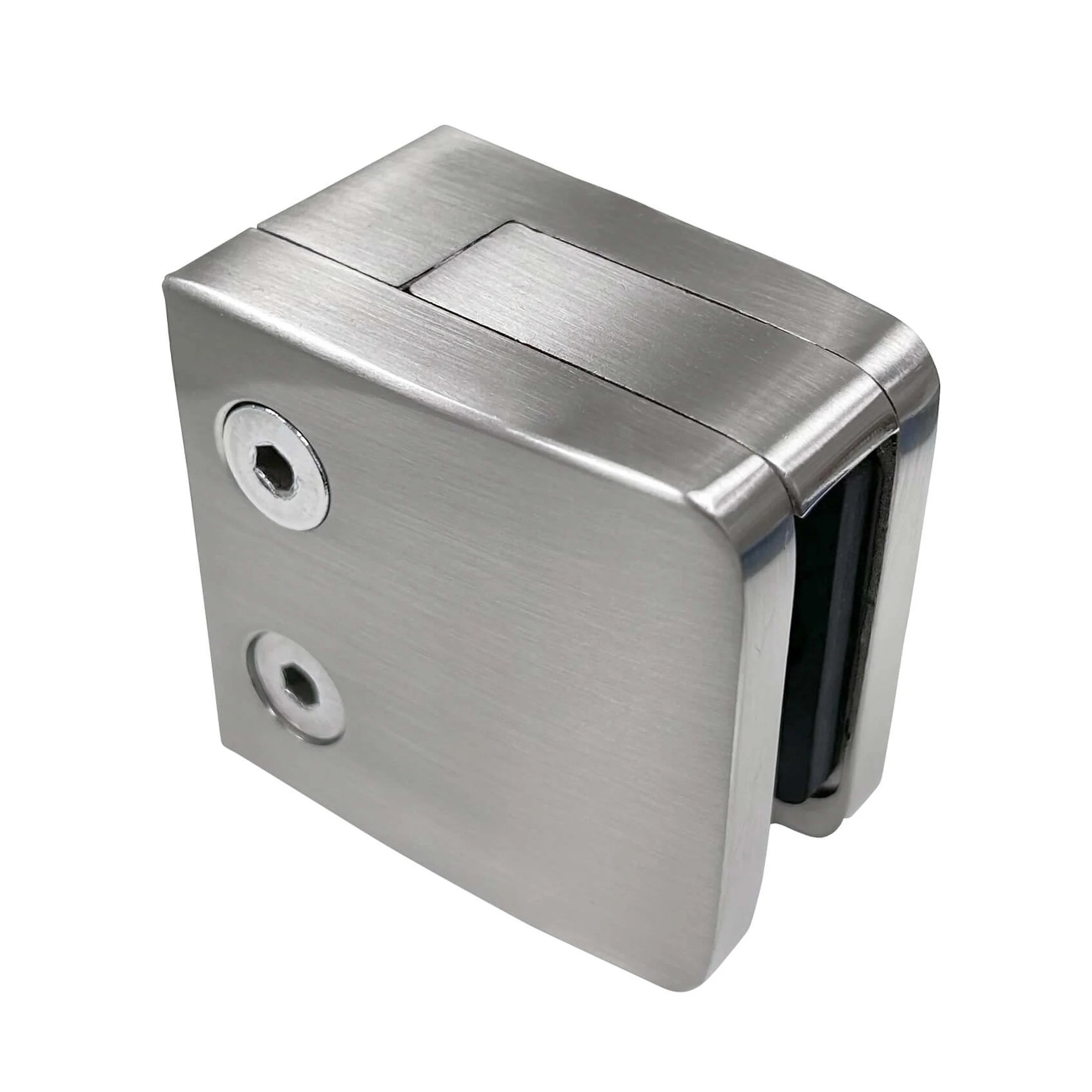 Condibe Railing Stainless Steel Heavy Duty Square Flat Back Satin Brush Glass Clamp 45x45mm