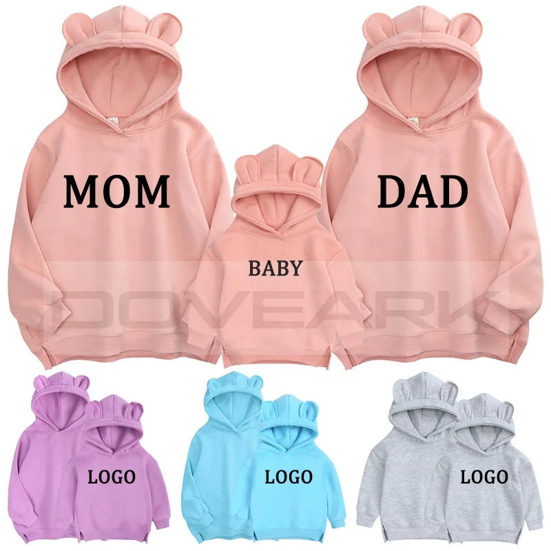 Wholesale Custom Pullover Sweater Family Hoodies Matching Clothes Mommy Dad and Me Outfits Clothing for Winter