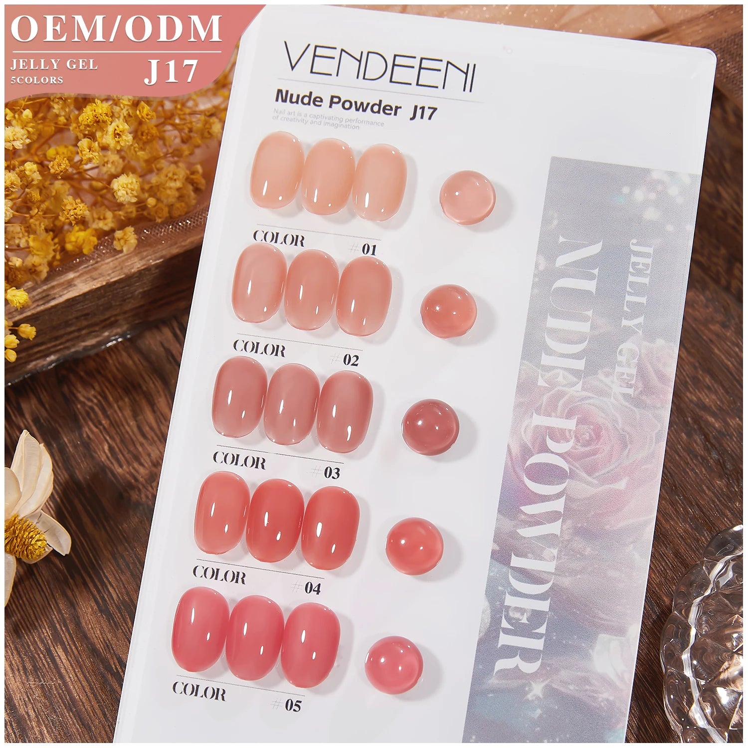 Vendeeni 5Color /Set Private Label 15ml Nude Powder Uv Gel Polish Kit Good Quality Soak Off Color Gel Nail Polish Manufacturer