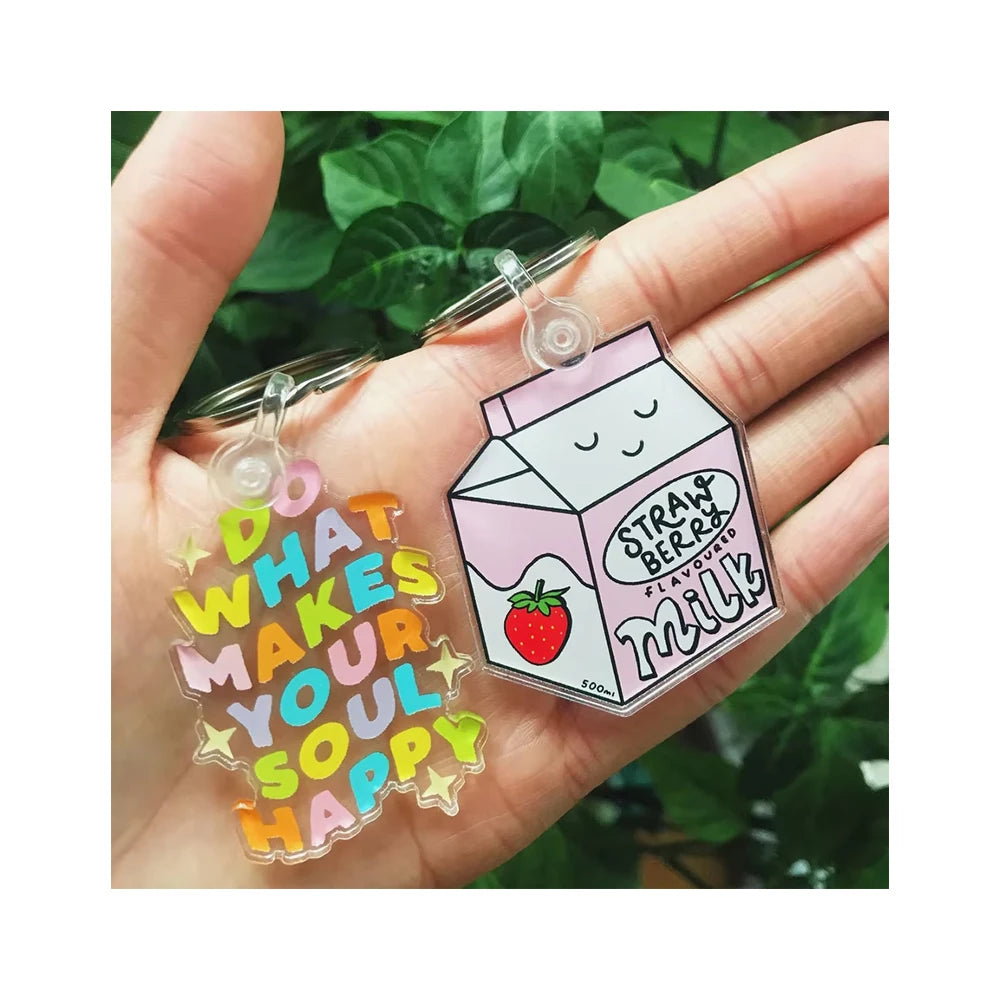 The New Hot Cartoon Keyring Wholesale Custom Cute Kawaii Colourful Letter Keychain Blank Custom logo Your Own Plastic Key Chains