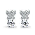 Luxury Women's D Color VVS1 Platinum Plated 925 Sterling Silver Butterfly Moissanite Drop Earrings for Party & Gift Occasions