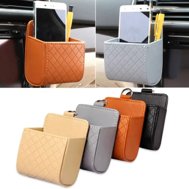 Car Vent Back Seat Pocket Car Trash Bag Cellphone Holder Vehicle Seat Storage Pouch Hanging Back Seat Garbage Bag for Automotive