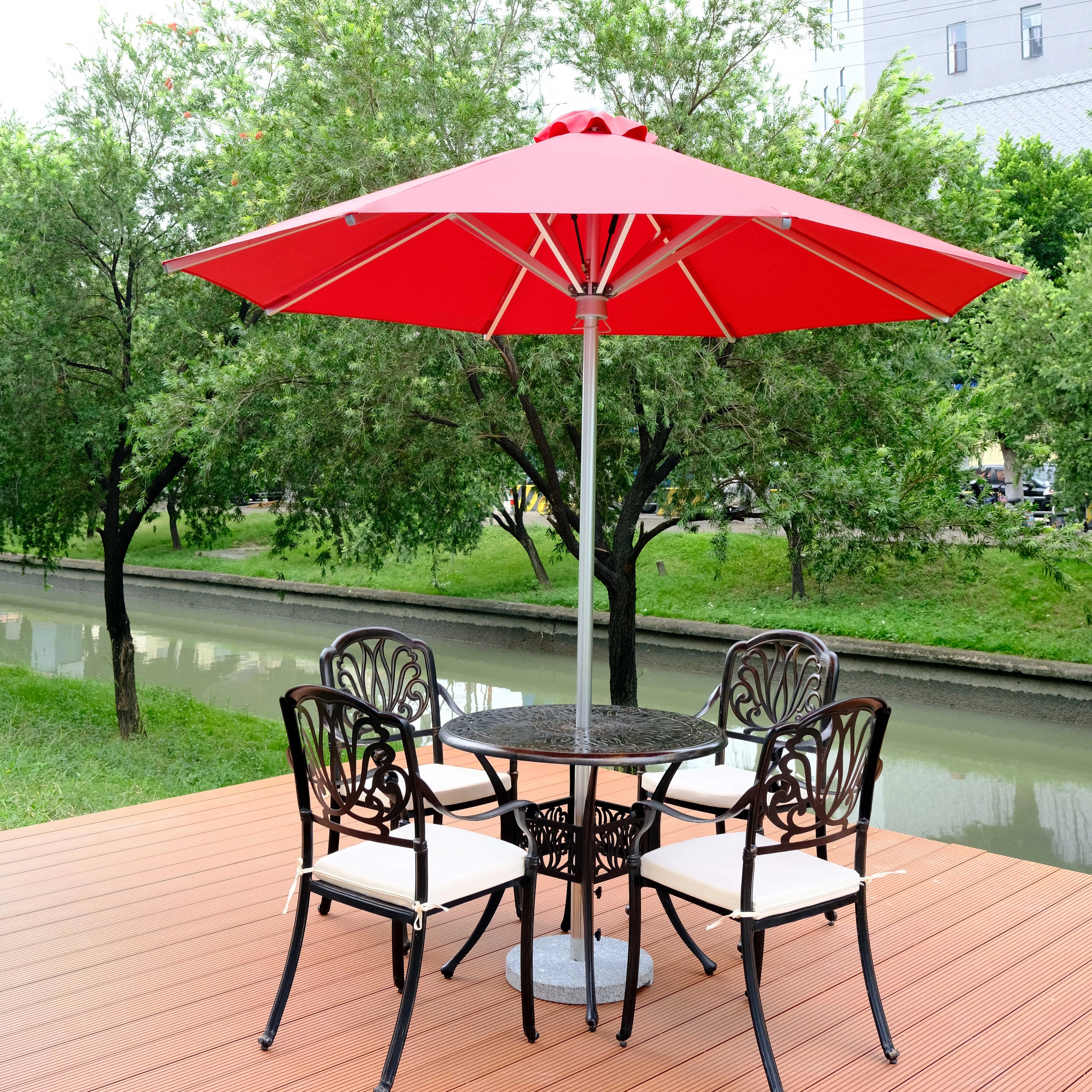 New Releases 9FT Outdoor Leisure Sun Garden Umbrella Patio Automatic Parasol High Wind Resistant