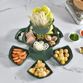 Multi-layer Rotating Hot Pot Basket Platter Plastic Spin Storage Basket Vegetable Drain Basket Plate Fruit Rain Plate