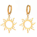 Sun Dangle Earrings 18K Gold PVD Fashion Stainless Steel Jewelry Earrings for Women