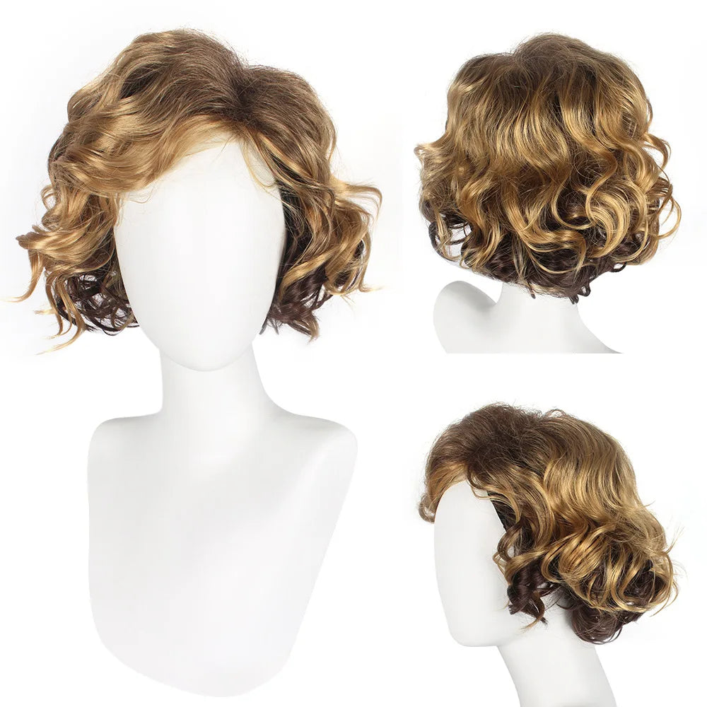 Wholesale Price  White Male Blond Wigs Fluffy Natural Layered  Wave Wig Glod Blonde Long  Synthetic Hair Wigs