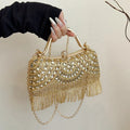 New Fashion Women Luxury Square Clutch Bag Ladies Tassel Evening Rhinestones Handbag Chain Shoulder Lady Wedding Party Purse Bag