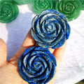 Wholesale Natural Folk Crafts Hand Carved Lapis Lazuli Quartz Crystal Rose Flower for Home Decoration