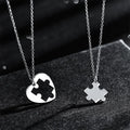 2PCS/PAIR Non Tarnish Silver Plated Stainless Steel Heart Shaped Pendant Couple Matching Puzzle Necklace Jewelry for Lovers