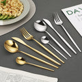 Eco-Friendly Stainless Steel Flatware Set Elegant Gold Silverware Modern Design Cutlery Cheap Bulk Knife Fork Spoon