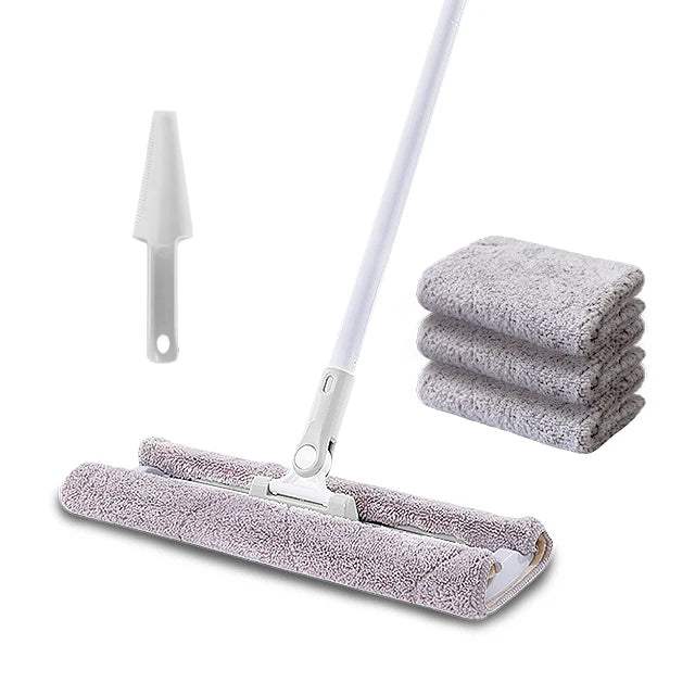 Swivel Aluminum Microfiber Flat Mop with 4 Washable Pads Dry Wet Cleaning Lightweight & Easy-to-Use Handle