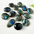 Polished Blue Labradorite Oval Crystal Love Theme Feng Shui Palm Stone for Gifts