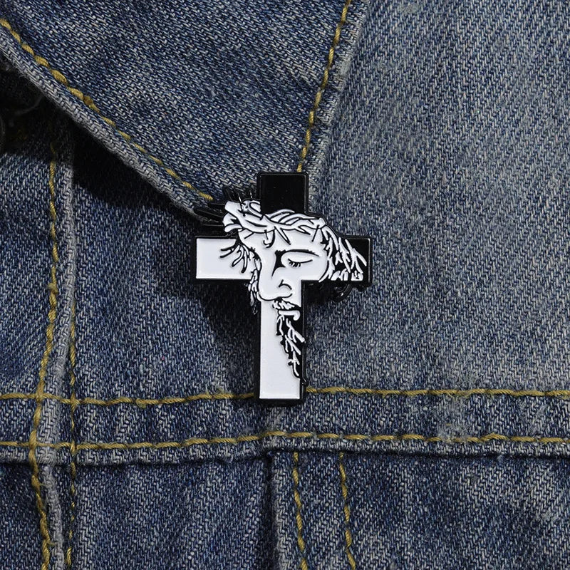 Custom Cartoon Metal Soft Enamel Pins Jesus Cross Brooch-Religious Christian Lapel Badges for Friends Gift Use