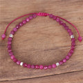 Popular Jewelry Simple 4mm Ruby Beads Dainty Bracelet for Women Tibetan Adjustable Healing Natural Stone Minimalist Bracelet