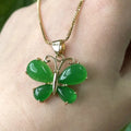 Fashion Jewelry Fine Jialin  Jewelry Natural Green Jade Pendant Buddha Jade butterfly Necklace Women Lucky Charms Jewelry