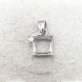 Sterling Silver 6*6mm Semi Mount Pendant Empty Frame Blank Support Setting S925 Base Holder Without Center Stone for DIY Inlay
