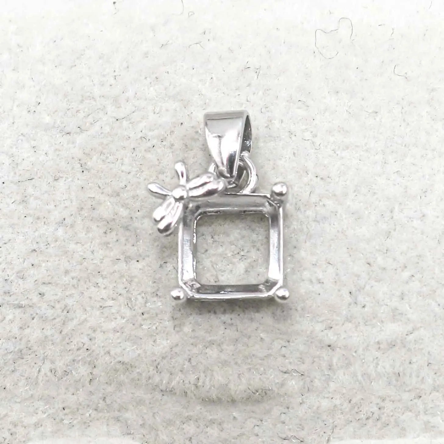 Sterling Silver 6*6mm Semi Mount Pendant Empty Frame Blank Support Setting S925 Base Holder Without Center Stone for DIY Inlay