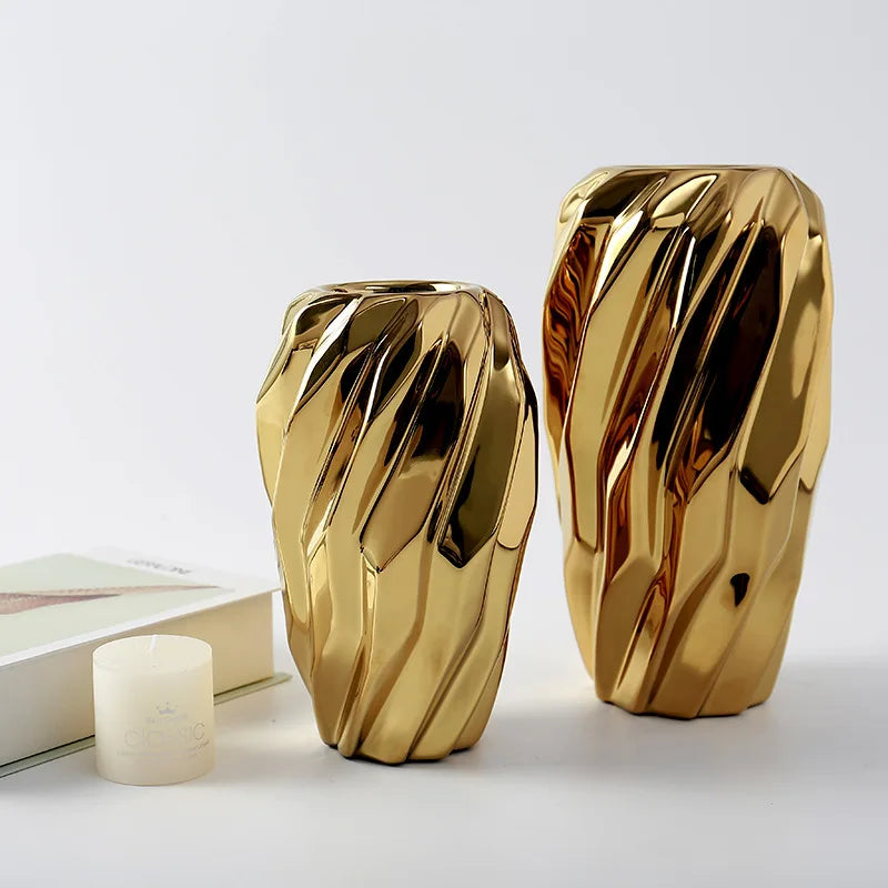 Modern Luxury Gold Thread Shaped Ceramic Vase Home Decoration Table Porcelain Vase